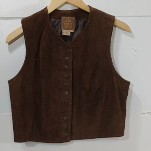 AMI Women's Brown Suede Button Up Vest szM